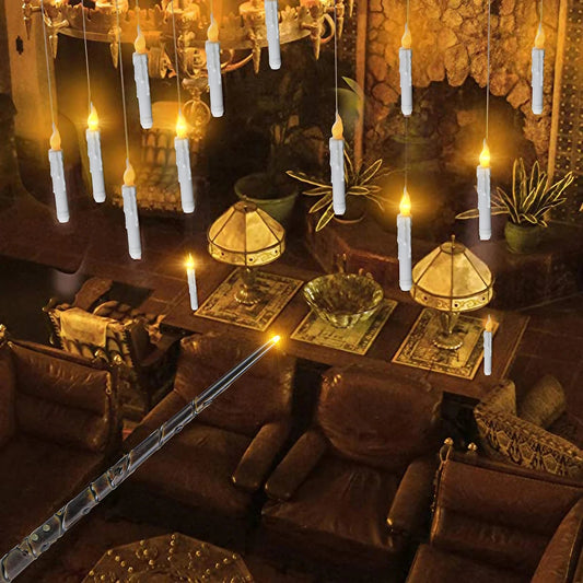Flameless Candles with Magic Wand Remote Floating Candles Battery Operated Hanging Window Candles for Christmas Halloween Decor Good Vibrations