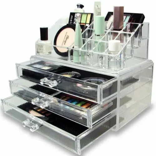 New Arrival Home 4 Drawer Clear Portable Make up Clear Acrylic Box Organizer Wholesale Cosmetic Organizers Good Vibrations