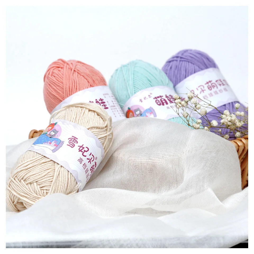 Factory Wholesale Recycled Baby Cotton Yarn 4 Strands of Milk Yarn Bag for Doll Clothes Hand-Knitted High Tenacity for Weaving Good Vibrations