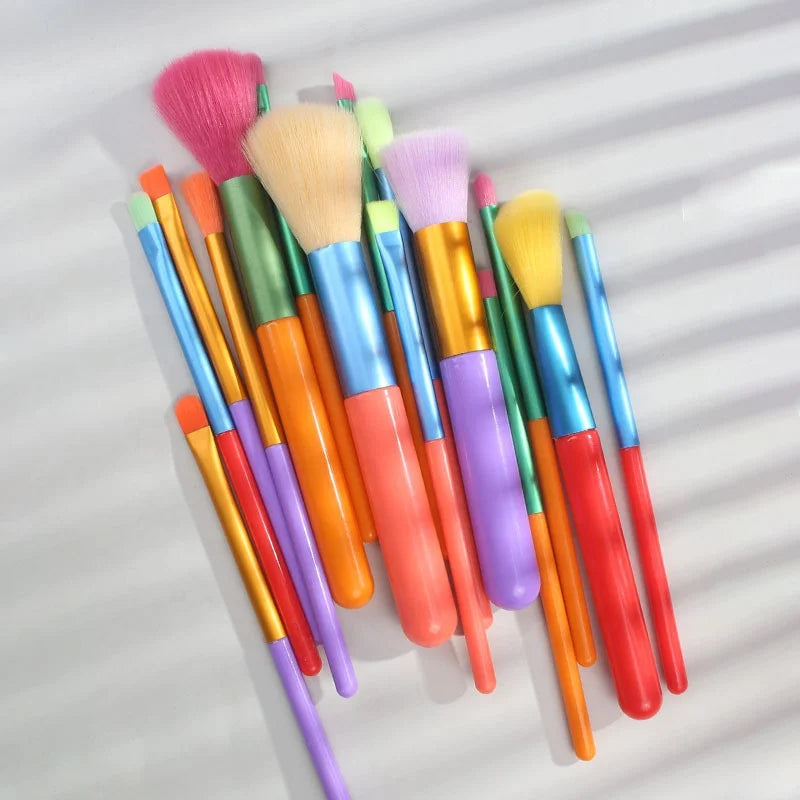 Makeup Brushes 15Pcs Colourful Makeup Brush Set Premium Synthetic Face Powder Kabuki Foundation Eye Shadow Make up Brush Kit Good Vibrations
