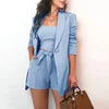 YiXin New Arrivals 2022 Vest Jacket Shorts Women Solid Color High Waist Women Outfits Three Pieces Set Women Clothing Good Vibrations