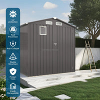 6*3.5FT Free Ship Instock  Warehouse Metal Outdoor Storage Shed with Pitched Roof Waterproof with Front  Window and Hinged  Door Good Vibrations