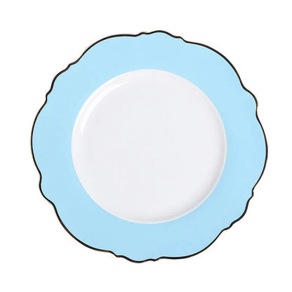 Creative  Ceramic Plate Pink Wave Point Simple Flat Plate Western Steak Plate Girl Heart Set  Irregular Golden Girl Good Vibrations