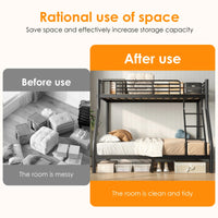 Duty Metal Bunk Bed Twin Over Full -Black Space-Saving Bed Frame for Adults & Teens, Sturdy Steel Construction with Safety Rails Good Vibrations