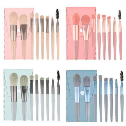 8pcs Macaron Makeup Brushes Set Eye Shadow Foundation Tool 8pcs Mini Travel Portable Cute Makeup Brush for Kids with Zipper Bag Good Vibrations