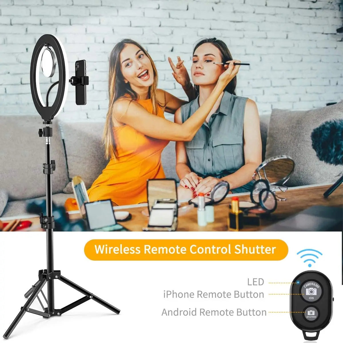 26cm LED Selfie Ring Lamp Photographic Selfie Ring Lighting USB Remote Fill light For Tiktok Video Live with Phone Holder Tripod Good Vibrations Adult Super Store