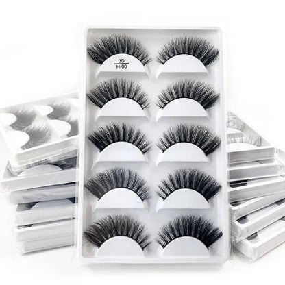 5 Pairs Multipack 3D Soft Mink Hair False Eyelashes Handmade Wispy Fluffy Long Lashes Natural Eye Makeup Tools Faux H13 E08 E01 Good Vibrations
