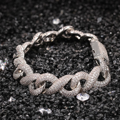 New Twist Cuban Link Chain Bracelet Full Iced Out Miami Cuban Infinity Bracelet AAA Zirconia Hip Hop Men Jewelry Good Vibrations