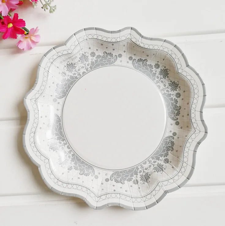 Retro Floral Chinese Style Blue and White Porcelain Paper Plate Party Plates Wedding Lace Dish Disposable Plate 1PC Tablecloth Good Vibrations