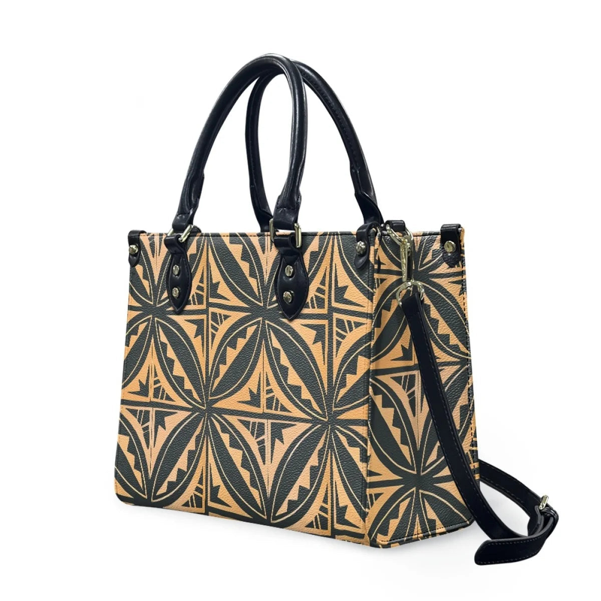 Customized Luxury Leather Women Handbag Hawaii Tribal Polynesian Tattoo Print Pu Leather Purse Shoulder Bag Lightweight Tote Bag Good Vibrations