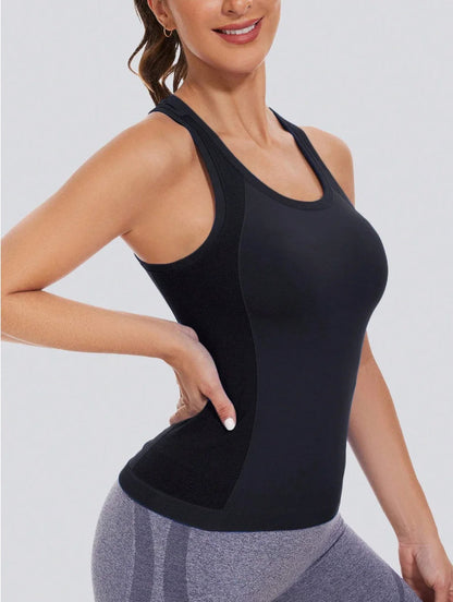Workout Tank Tops for Women Racerback Tank Tops Seamless Gym Tops Sleeveless Athletic Yoga Running Shirts Good Vibrations