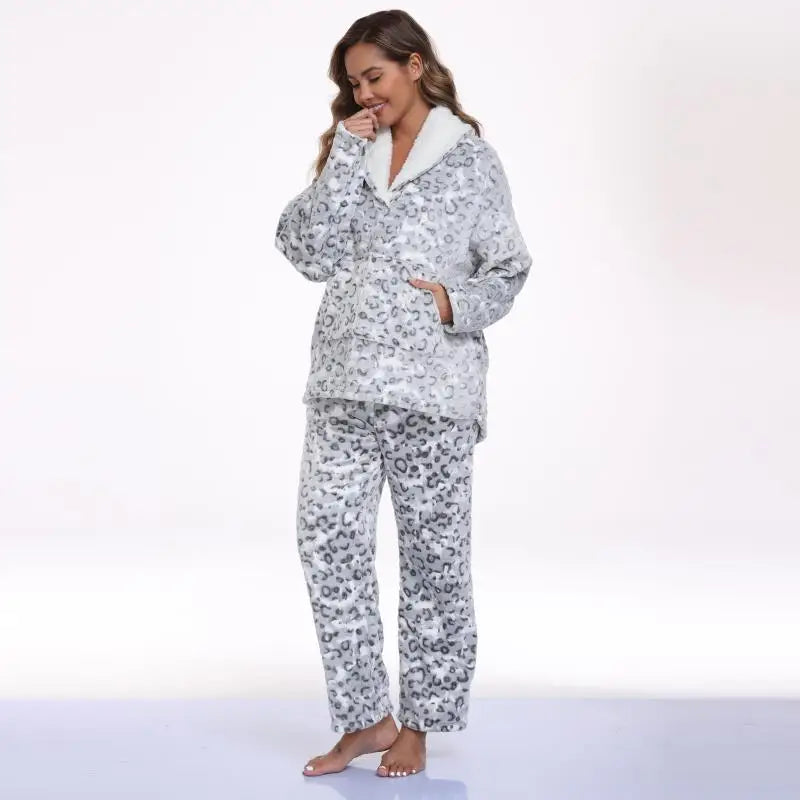 Free Shipping Winter Pajamas for Women Set Spandex 2 Piece Loungewear Women Print Sleepwear Good Vibrations