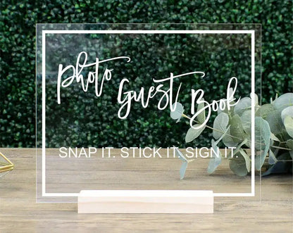 Photo Guest Book Table Sign  Acrylic Wedding Sign Calligraphy Clear Wedding Table Sign Sign In Guestbook Sign Photobook Good Vibrations