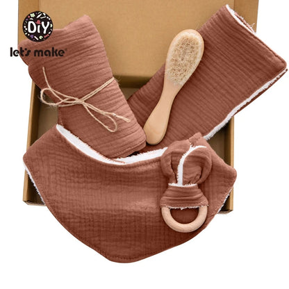 Let's Make Baby Bath Toy Set Double Sided Cotton Blanket Saliva Towel Rabbit Bracelet Toys Baby Bath Gift Products For Kids Good Vibrations