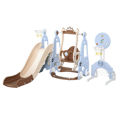 Indoor 6-in-1 Plastic Swing and Slide Set for Kids PE Baby Climbing Equipment Kindergarten Daycare Playhouse Good Vibrations