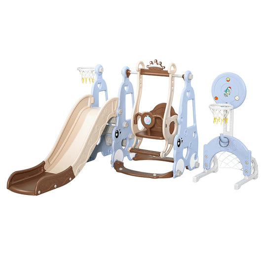 Indoor 6-in-1 Plastic Swing and Slide Set for Kids PE Baby Climbing Equipment Kindergarten Daycare Playhouse Good Vibrations