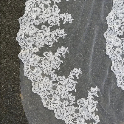 Mumuleo Bridal Veils Cathedral Long Lace Wedding Veil With Comb One Layer High Quality White Ivory Mariage Good Vibrations