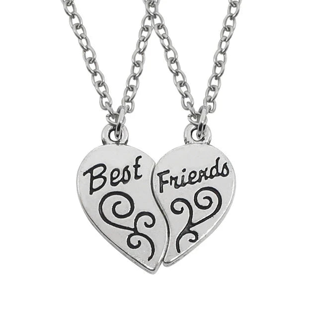Fashion Best Friends Honey Love Couple Pendant Necklace 2 Pcs/ Set Chain Choke Broken Heart BFF Good Friendship Jewelry Gift Good Vibrations