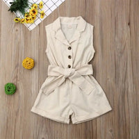 Fashion Kids Baby Girls Clothes Sleeveless Bow-tie Waist Playsuits Outfits Summer Sunsuit Overall Children Clothing Good Vibrations