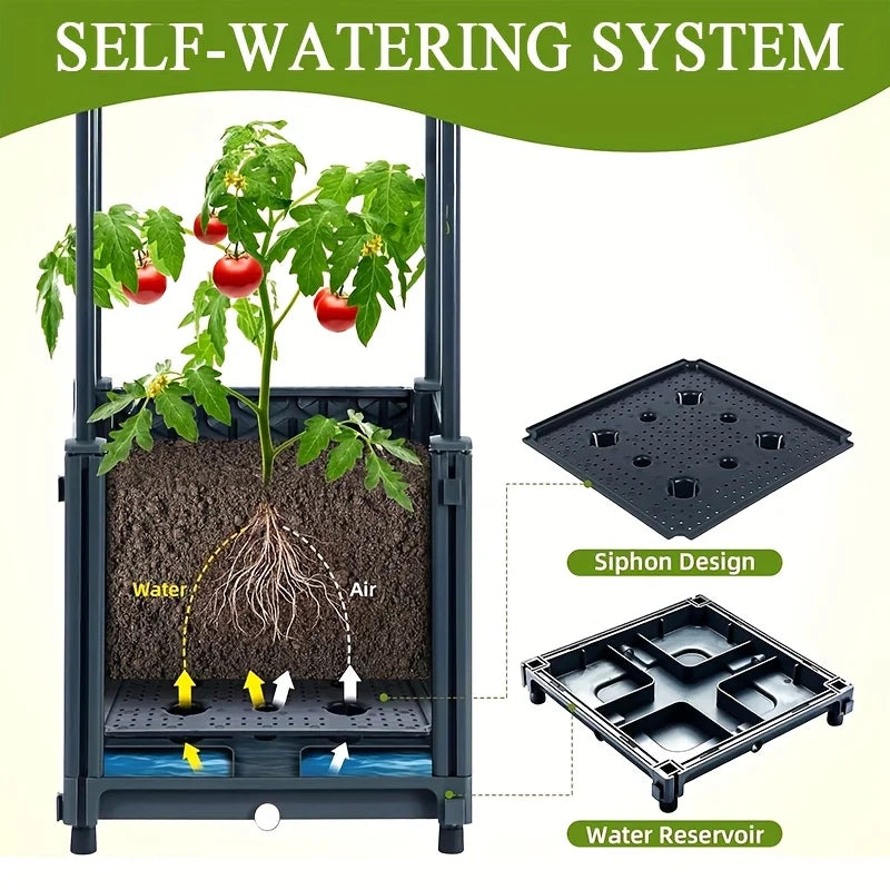 2-pack Tomato Planter Box with Lattice Frame Garden Bed Planter Box Self-watering Cucumber Terrace Good Vibrations