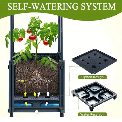 2-pack Tomato Planter Box with Lattice Frame Garden Bed Planter Box Self-watering Cucumber Terrace Good Vibrations