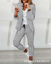 Ladies Commuter Wear Notched Collar Long-Sleeve Suit Jacket Casual Pants Elegant Office Work Clothes 2023 Fashion Two-Piece Set Good Vibrations