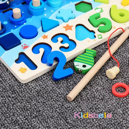 Kids Montessori Math Toys For Toddlers Educational Wooden Puzzle Fishing Toys Count Number Shape Matching Sorter Games Board Toy Good Vibrations