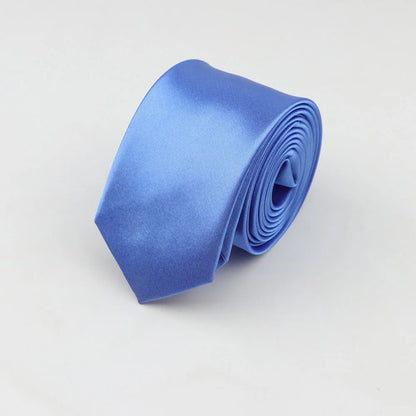 Tie for Men Solid Color Slim Necktie Polyester Narrow Cravat Blue Purple Gold Pink Formal Ties Fashion Daily Shirt Accessory Good Vibrations