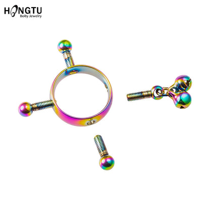 2PCS Screw Bell Pendant Fake Nipple Ring Women Stainless Steel Fashion Piercing Jewelry Body Jewelry Round Nipple Piercings Bar Good Vibrations