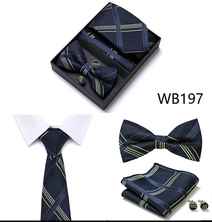 Tie For Men Formal Dress Tuxedo NeckTie Handkerchief Bow Tie Set PlaisyParty Groom Wedding Butterfly Bowtie In Box Good Vibrations