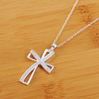 925 Sterling Silver Zircon Cross Pendant Necklaces For Women Charm Fashion Party Luxury Jewelry Accessories Jewellery Good Vibrations