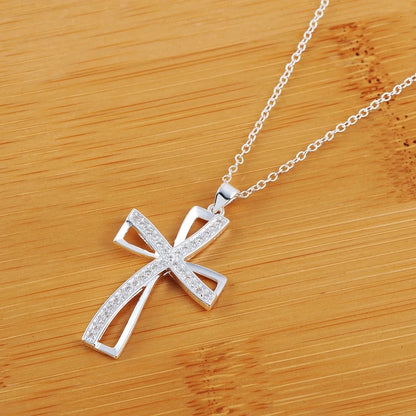 925 Sterling Silver Zircon Cross Pendant Necklaces For Women Charm Fashion Party Luxury Jewelry Accessories Jewellery Good Vibrations