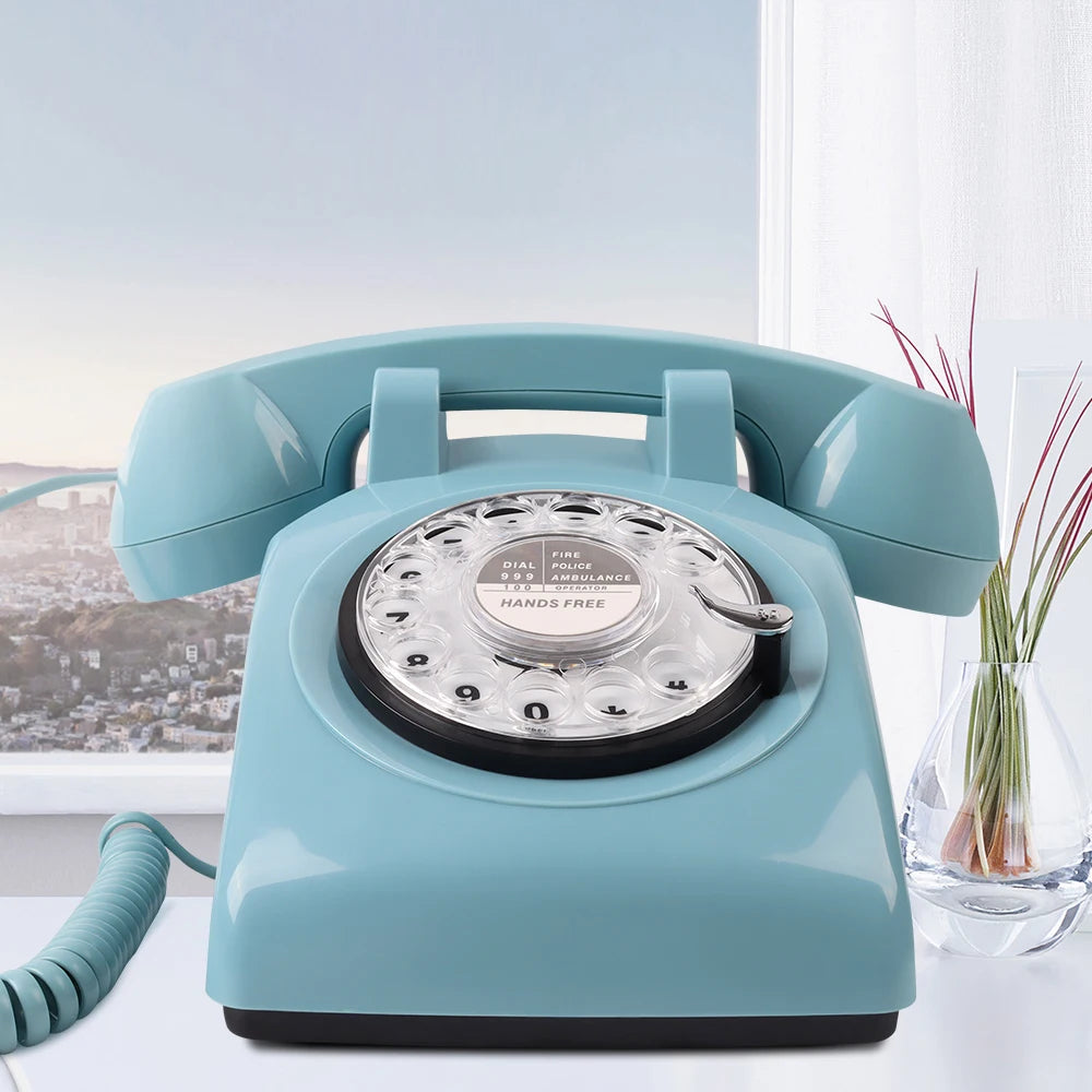 Rotary Dial Phones Retro Telephone From the 1980s, Retro Wired Landline for Home /Office Pink European Landline Good Vibrations