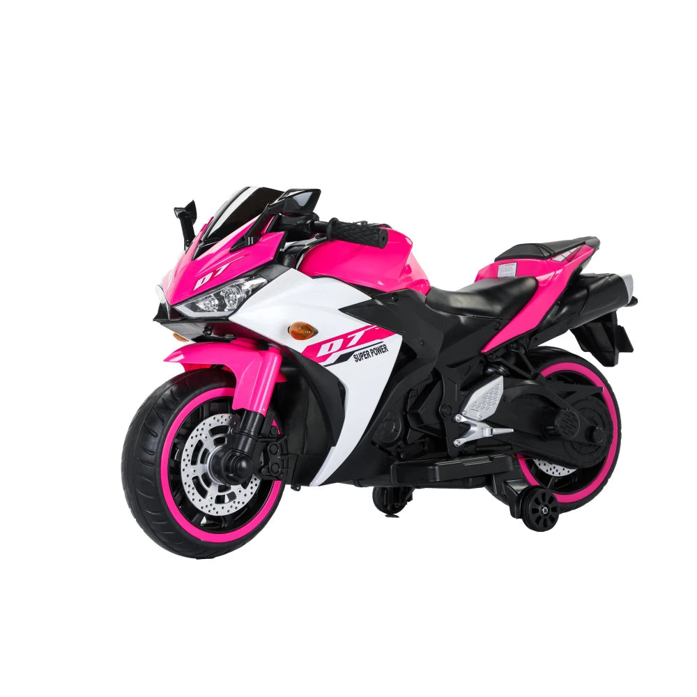 12 V Kids toys motorcycle/Kids electric car for Boys Girls with Training Wheels/manual throttle/ drive by hand/Lighting  wheels Good Vibrations