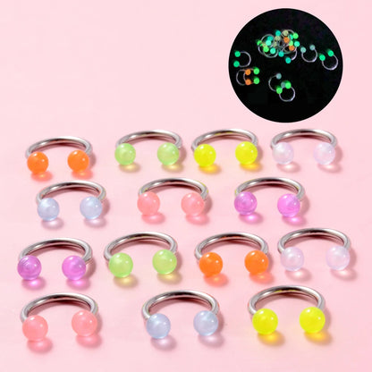 Surgical Steel Bar Tongue Rings Acrylic Glow in the dark ball Tongue Barbell Luminous Acrylic Ball Belly button Ring Piercing Good Vibrations