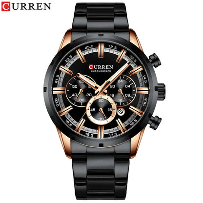 Curren Men's Watch Blue Dial Stainless Steel Band Date Mens Business Male Watches Waterproof Luxuries Men Wrist Watches for Men Good Vibrations