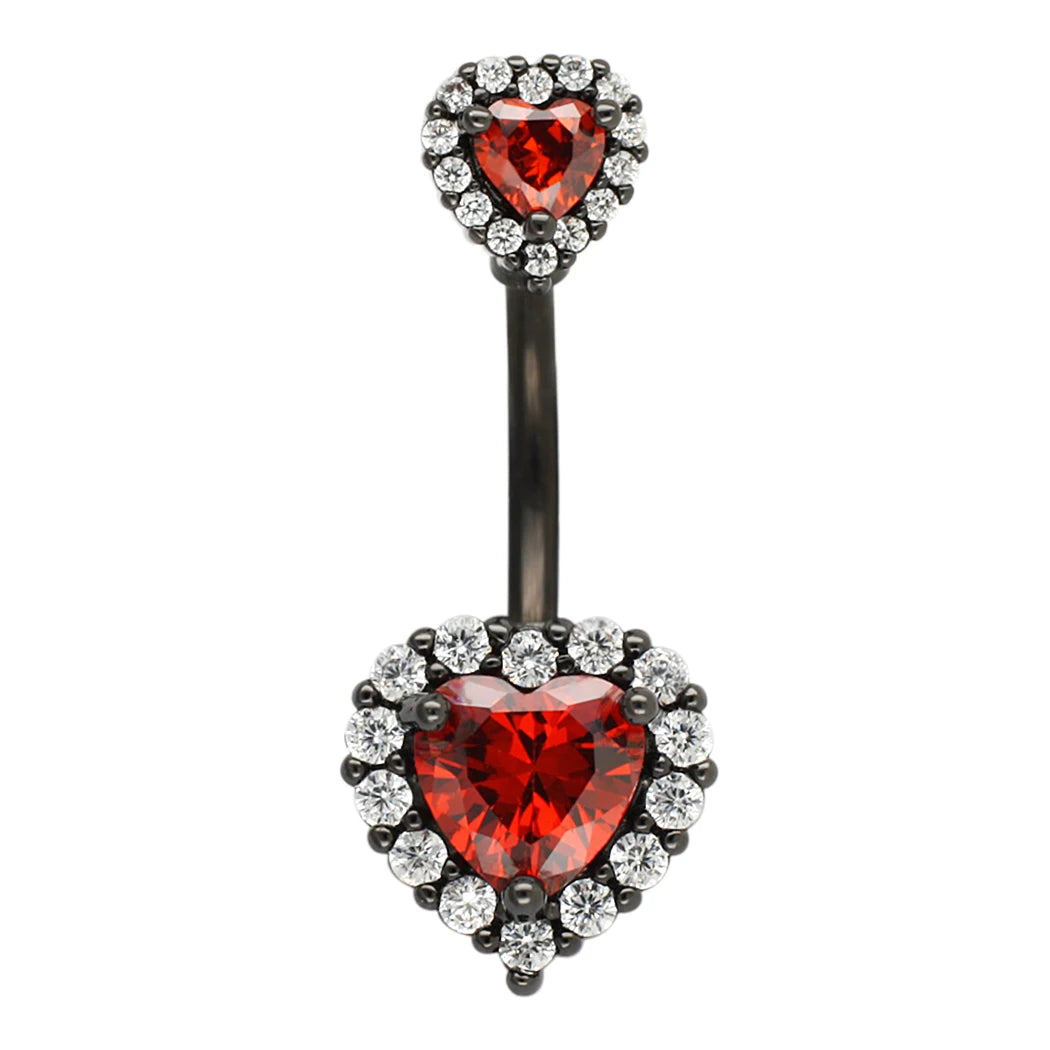 JHJT 14G Heart Belly Button Piercing Navel Ring 316L Surgical Stainless Steel CZ Belly Piercing Ombligo Jewelry for Women Good Vibrations Adult Super Store