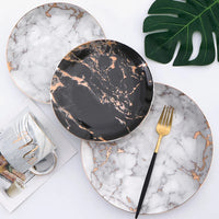 European Style Marble Plates Ceramic Dinner Set Gold Inlay Porcelain Dessert Plate Steak Salad Snack Cake Plates Tableware Good Vibrations
