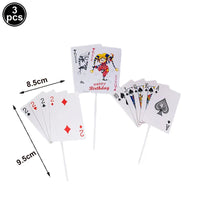 Poker Theme Cake Toppers Casino Birthday Cupcake Topper Gambling Scene Playing Card Picks Adults Kids Birthday Party Supplies Good Vibrations