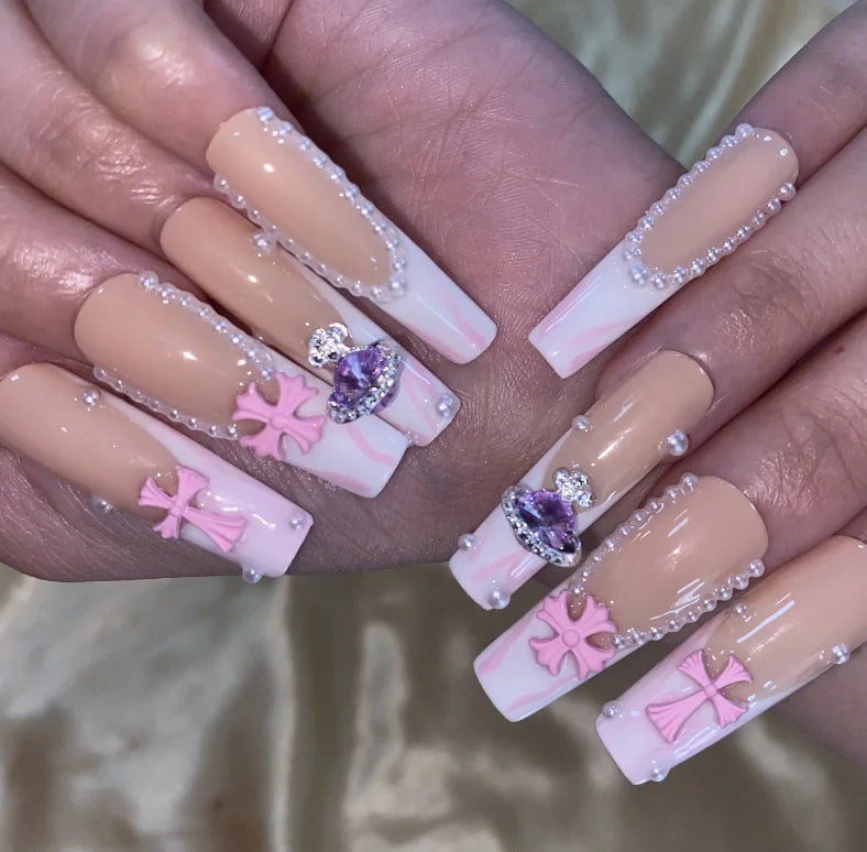 High Quality Multiply Designs 3D Handmade Customize Salon Press on Nails Acrylic Materials Set Good Vibrations