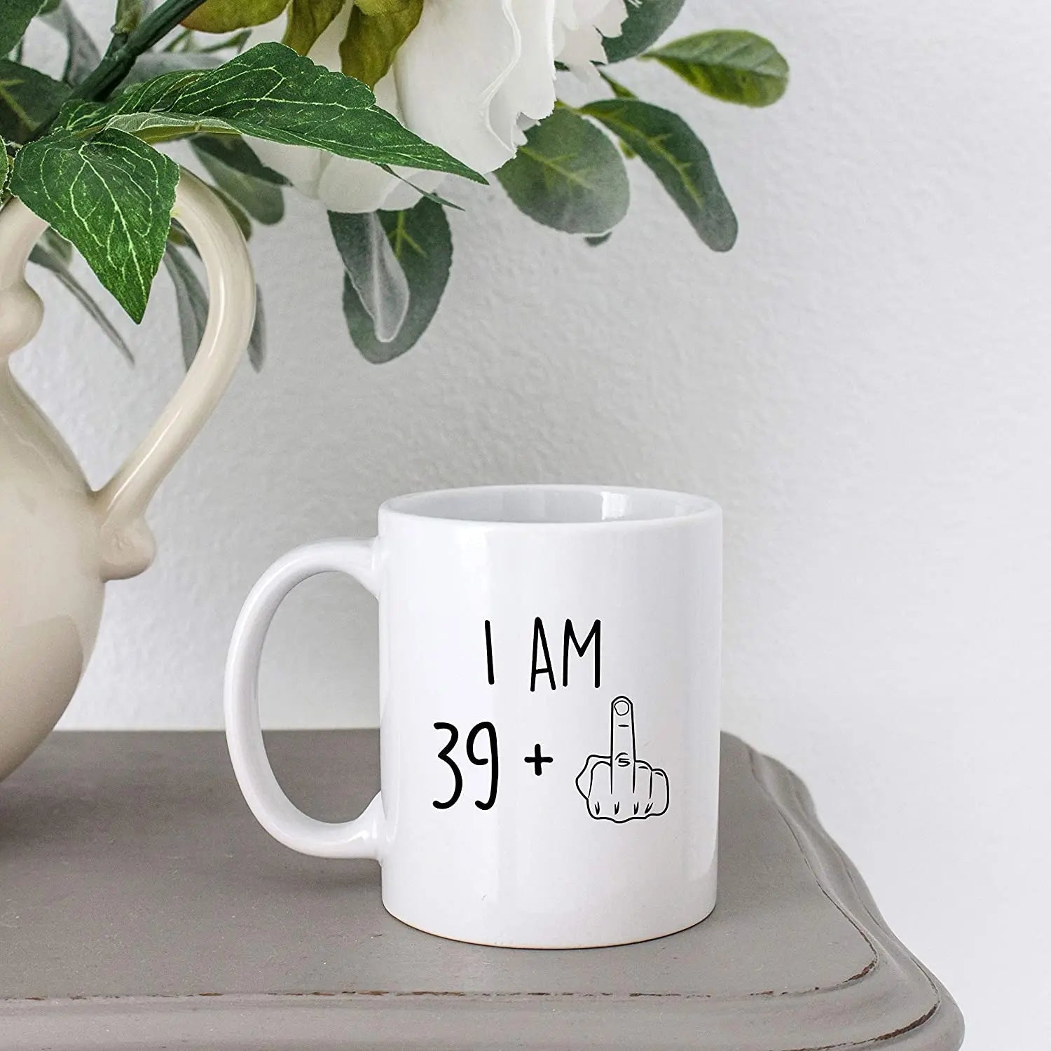 40th Birthday Gift for Men Women I Am 39 Plus Middle Finger Funny Gag Gift Ideas Coffee Mug Tea Cup for Him Her Good Vibrations