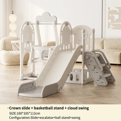 Feelbaby White Plastic Indoor Playground Set Swings Slide for Kids Home Garden Use-PE Material for Educational Shopping Mall Use Good Vibrations