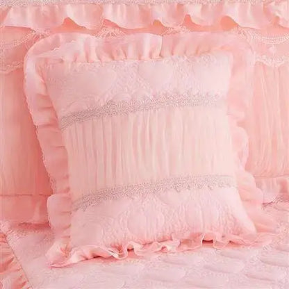 Princess 1 Piece Lace Bed Skirt + 2 Piece Pillowcases Bedding Bedspreads Sheet Pink Lace Bedding Set Bed For Girl Bed Cover