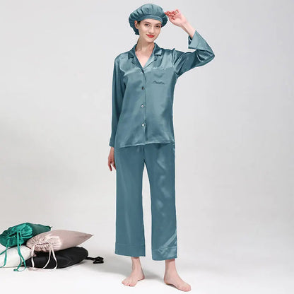 Wholesale 22 Momme Women's Long Sleeve 2 Piece Sets Silk Pajamas Mulberry Silk Pajamas for Women Set Good Vibrations