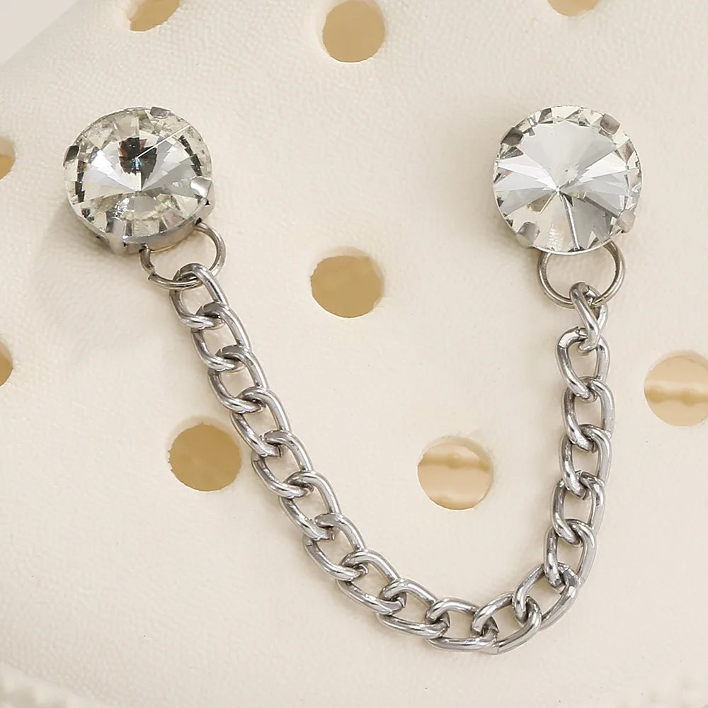 1PC New Heart Pearl Shoe Chain Shoe Charms For Croc Accessories Metal Shoe Decoration For Women Girls Shoe Buckle Gift Good Vibrations