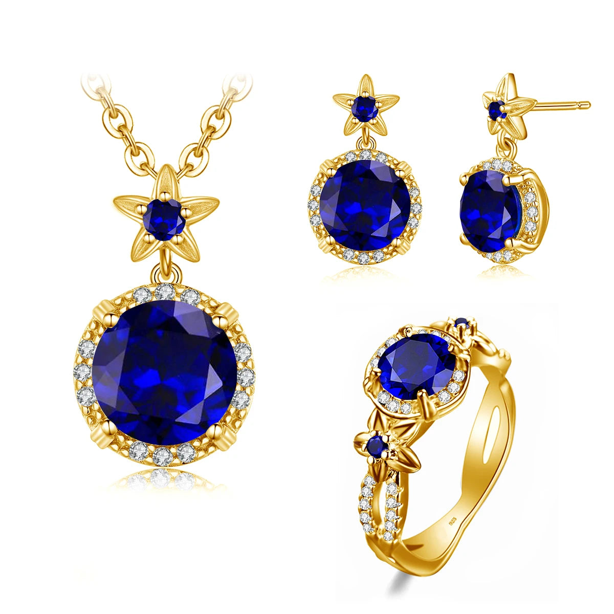 Szjinao Boho Flower Engrave Ring Earrings Pendant Garnet Diamond Silver 925 Gold Plated Dubai Jewelry Sets Jewellery Good Vibrations