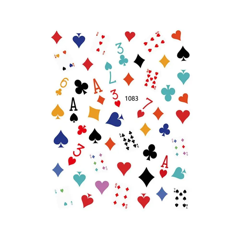 Waterproof Adhesive Decals Interesting Manicure Poker Nail Art Sticker Playing Cards Design DIY Nail Decoration Good Vibrations