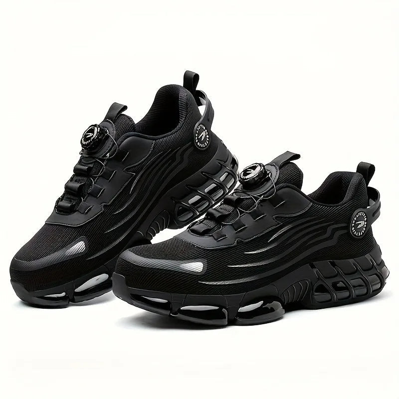 Rotary Button Safety Shoes Men Steel Toe Sneakers Puncture Proof Work Safety Boots Air Cushion Sport Work Shoes Anti-smash Boots Good Vibrations