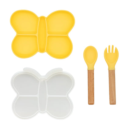 Baby Meal Plate, Baby Suction Cup Silicone Bowl, Children's Complementary Food Plate, Baby Meal Plate, Grid Plate Good Vibrations