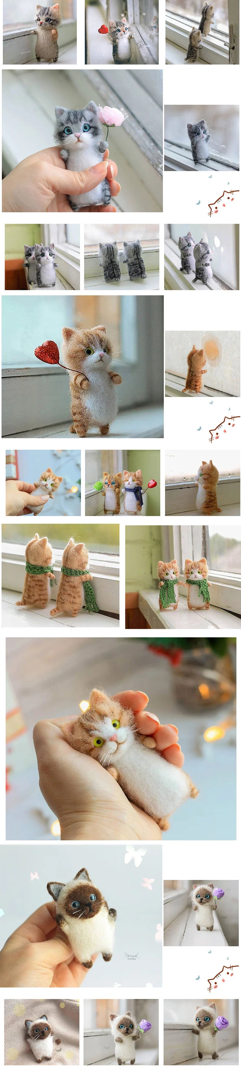 Cute and Interesting handmade toys DIY wool felt cat kits unfinished plush doll poking music toy gift Non-finished product Good Vibrations